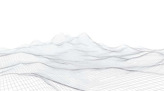 Abstract Wireframe Landscape Grid Lines White Background - Powered by Adobe