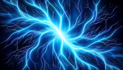 blue thunder neon light vibe energy surge dark background