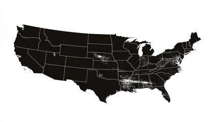 US Map with Shaded Regions
