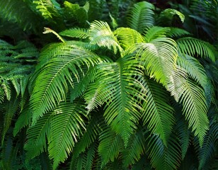 green leaves tropical foliage plant bush of cascading fishtail fern or forked giant sword fern nephrolepis spp the shade garden landscaping shrub plant