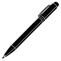 Isolated Black Vector writer using elements ballpoint pen With White Background