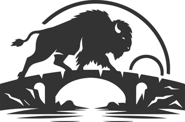 Vector silhouette of buffalo