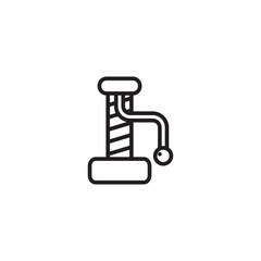 A cat scratching post icon with a cylindrical, striped tower, a small platform at the top, and a toy ball hanging from a curved arm.