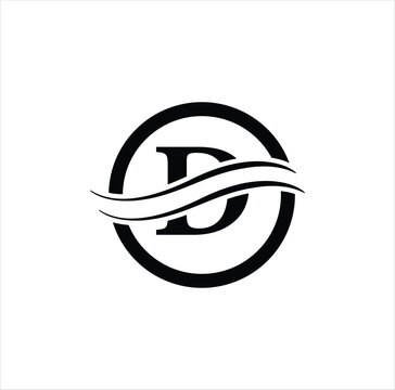 D letter logo design on white background.
