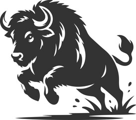 Vector silhouette of buffalo