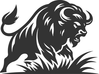 Vector silhouette of buffalo