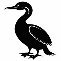 Black Silhouette of a Cormorant Vector