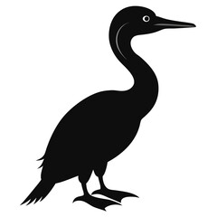 Black Silhouette of a Cormorant Vector