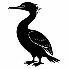 Black Silhouette of a Cormorant Vector