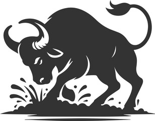 Vector silhouette of buffalo