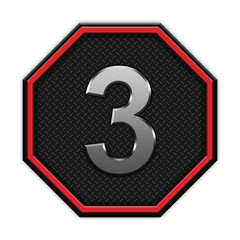 Icon with letters and symbols in 3D octagon style with modern dark design