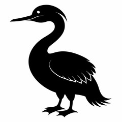 Black Silhouette of a Cormorant Vector