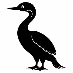 Black Silhouette of a Cormorant Vector