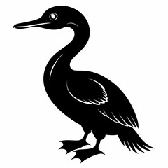 Black Silhouette of a Cormorant Vector