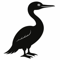 Black Silhouette of a Cormorant Vector