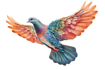 Obraz premium Colorful Flying Bird with Vibrant Feathers on Transparent Background