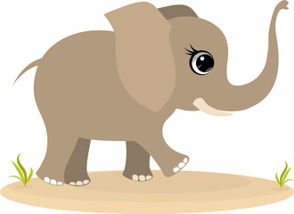 Cute zoo. Vector animals. Cute little elephant. Vector collection of animals. Isolated