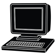 Fototapeta premium Isolated Black Vector writer using elements desktop computer With White Background
