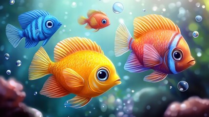 Fototapeta premium Vibrant tropical fish underwater