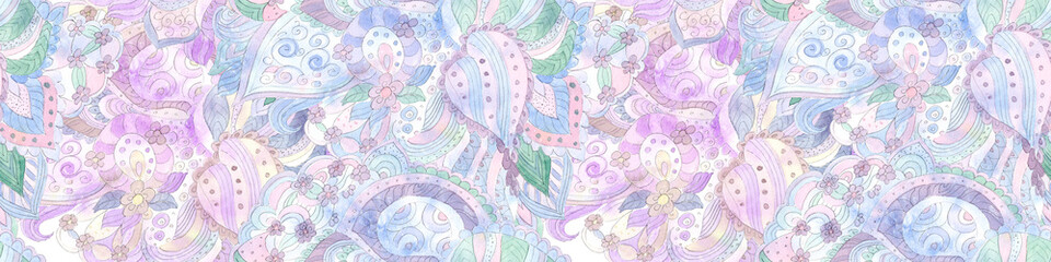 watercolor seamless texture with abstract floral ornament. watercolour painting