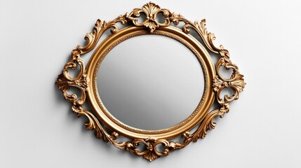 Ornate gold framed round mirror