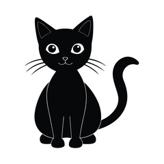 Fototapeta premium black cat cartoon silhouette vector illustration
