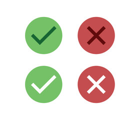 Obraz premium tick and cross icon in green and red