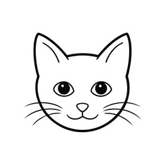 Minimal Outline Cat Face Clipart