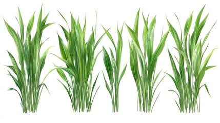 Fototapeta premium Vivid green grass clusters isolated