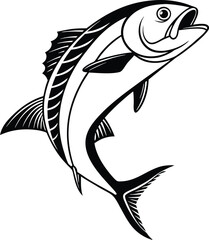 fish silhouette vector minimal style, black on