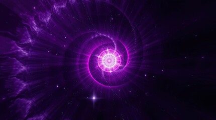 Obraz premium Purple cosmic swirl with central light and radiating energy