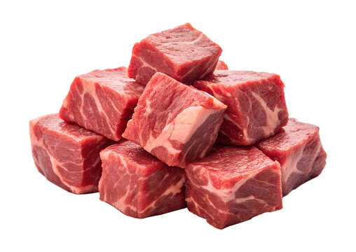 Cubed beef isolated on transparent background