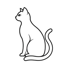 Cute Cat Icon Vector Minimal Drawing