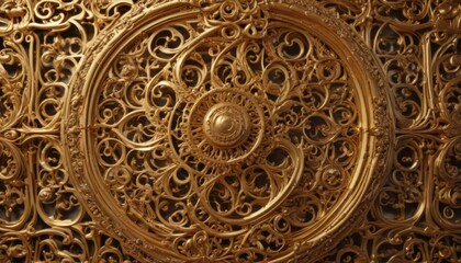 Obraz premium Intricate gold metallic filigree, abstract backdrop, gold pattern, texture background