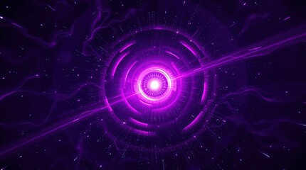Glowing purple energy core with concentric rings and light streaks