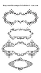 Engraved Baroque label floral element