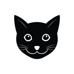Minimal Line Cat Face Silhouette Vector