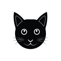 Cartoon Cat Face Vector Silhouette