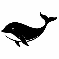 Black Whale Shape Vector Graphic
