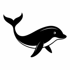 Black Whale Shape Vector Graphic