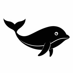 Black Whale Shape Vector Graphic