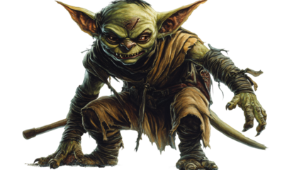 Detailed Goblin Graphic Illustration on Transparent Background for Creative Projects
