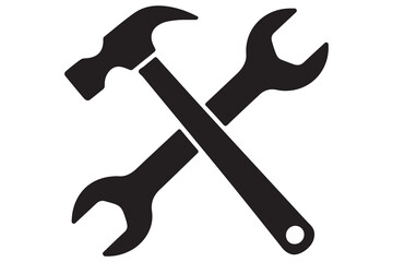 Crossed hammer and wrench graphic for repair and maintenance
