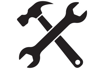 Crossed hammer and wrench graphic for repair and maintenance
