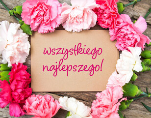 Wszystkiego najlepszego napis kartka kwiaty © Monika Janiak-Klicha