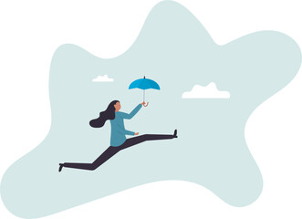 Embrace happiness and positive thinking, protection from depression or anxiety, woman wellbeing and lifestyle.character for design.