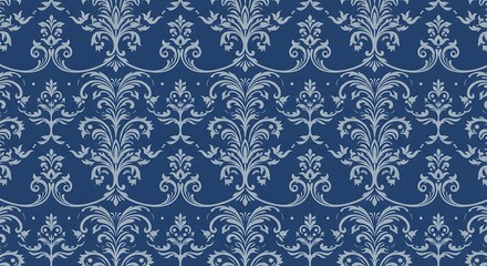 Midnight Bloom Damask AI Generated