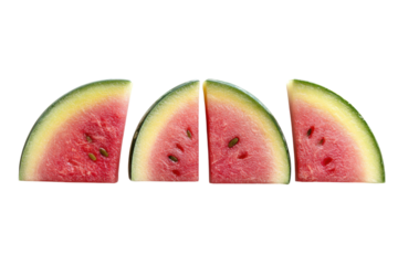 Juicy watermelon slices summer refreshment bright red and green hues on white background