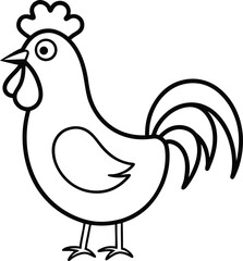 Stylized rooster in continuous line style offering a blend of humor and simplicity ideal for rural themes animal drawings and farm inspired creative visuals