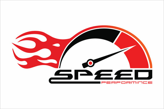 Speedometer logo design, car speed logo design, Fast and Speed logo, performance logo, Speedometer dial symbol, auto speedometer, the speed of a vehicle. RPM with vector illustration.